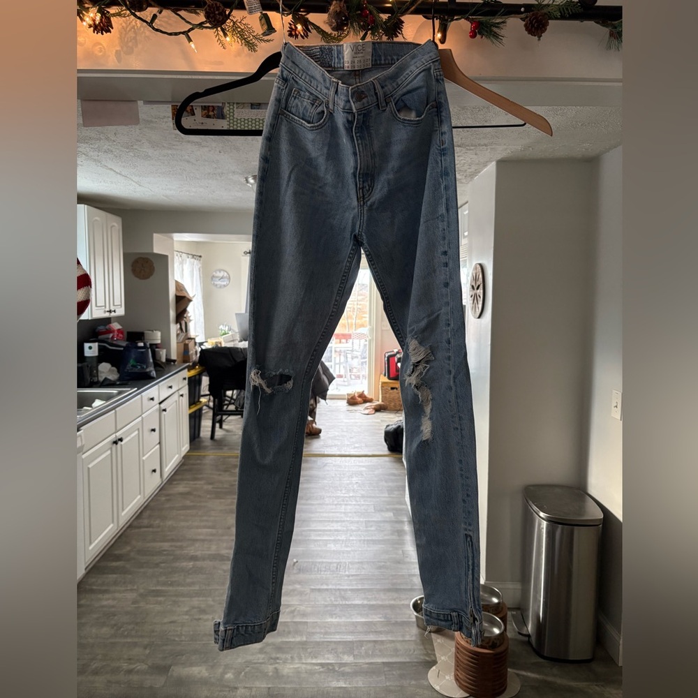 Stylish Light Blue Women's Straight Leg Jeans